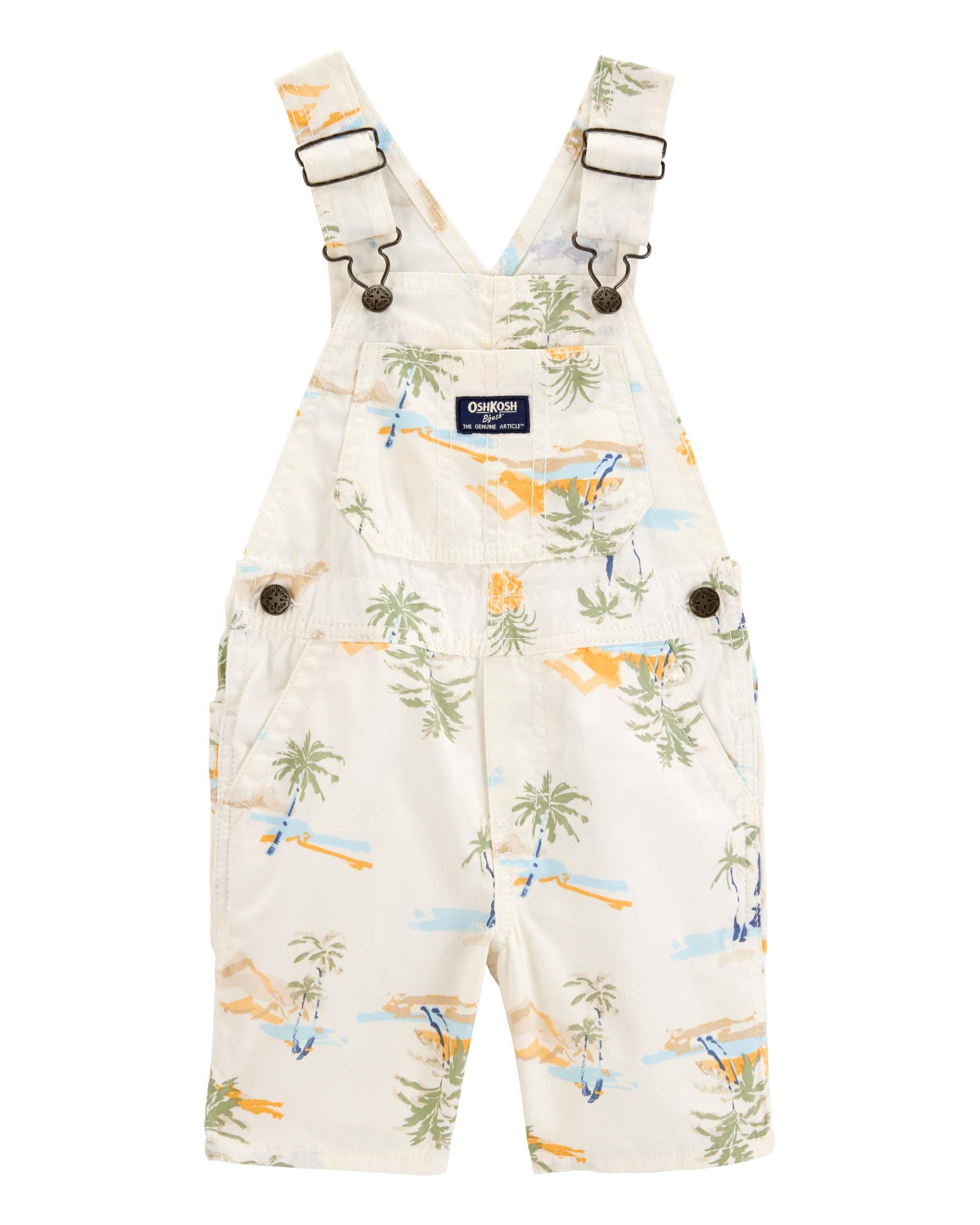 OshKosh B'gosh Toddler Tropical-Print Canvas Shortalls - Cream