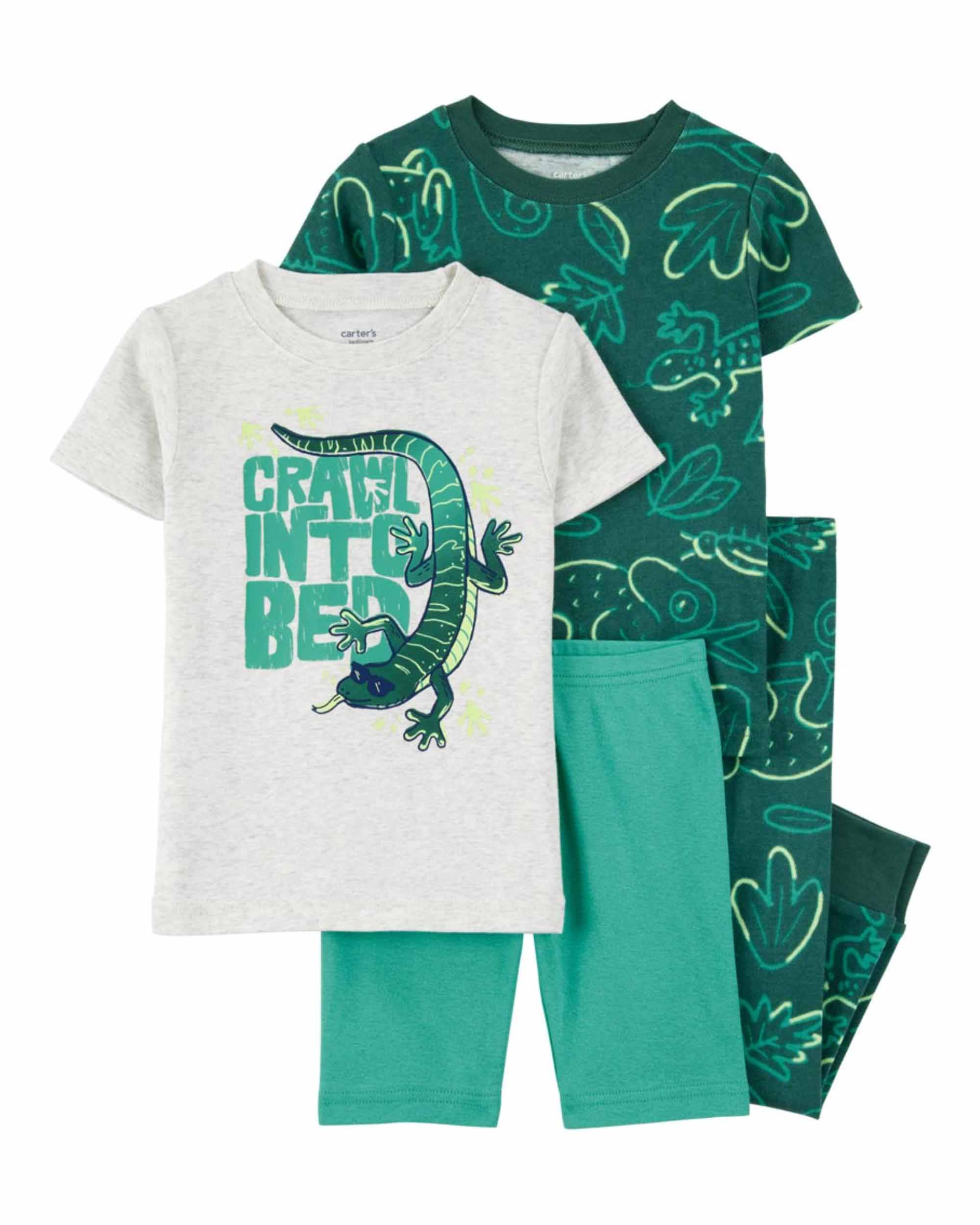Carter's 4-Piece Lizard Print Pyjamas Set - Green & Grey