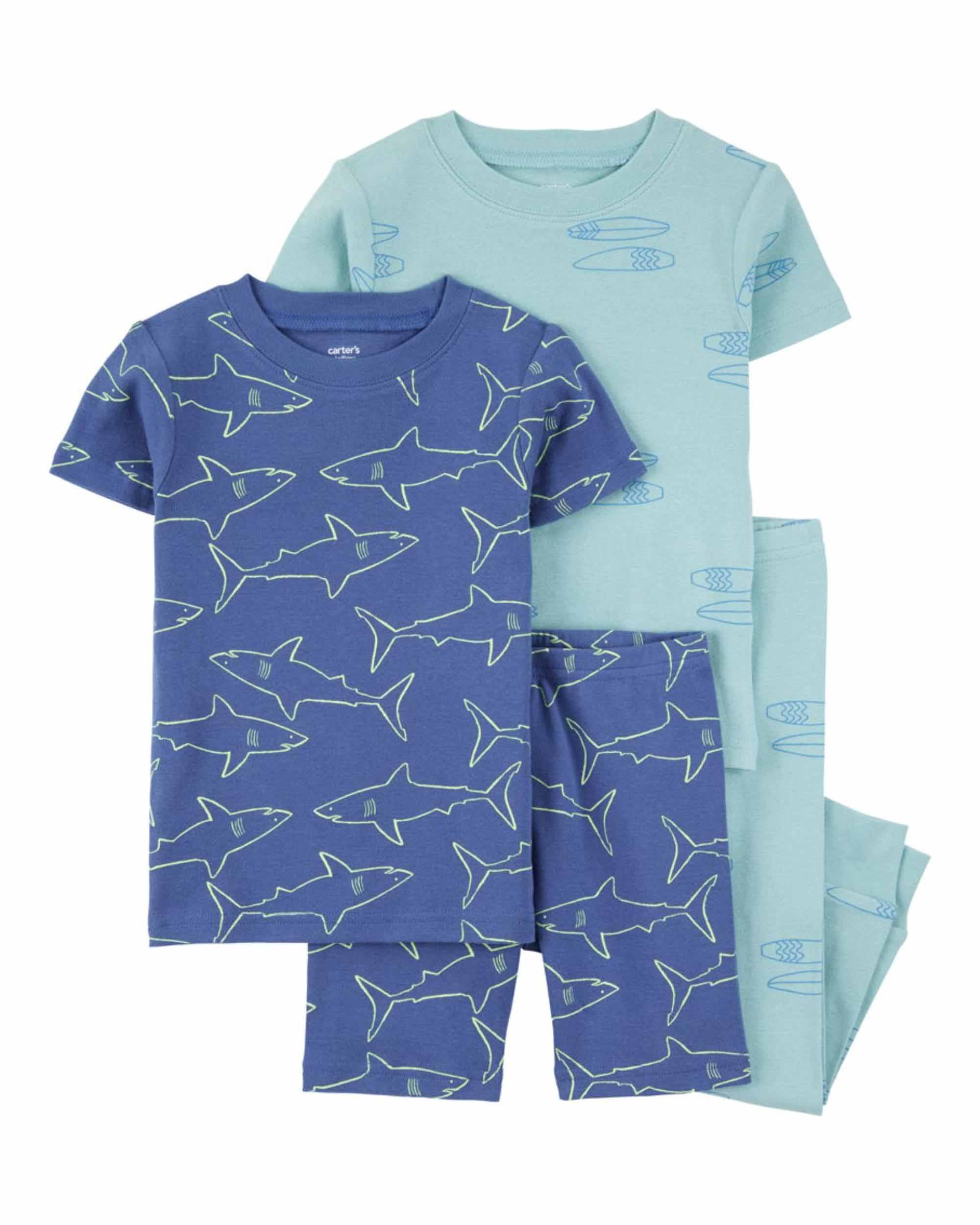 Carter's 4-Piece Shark Printed Pyjamas Set - Blue & Green