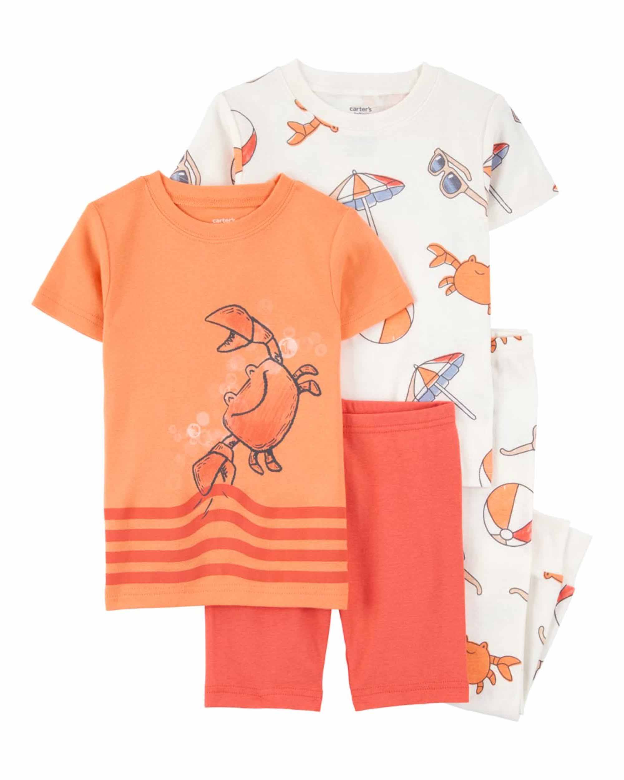 Carter's 4-Piece Crab Printed Pyjamas Set - Orange & White