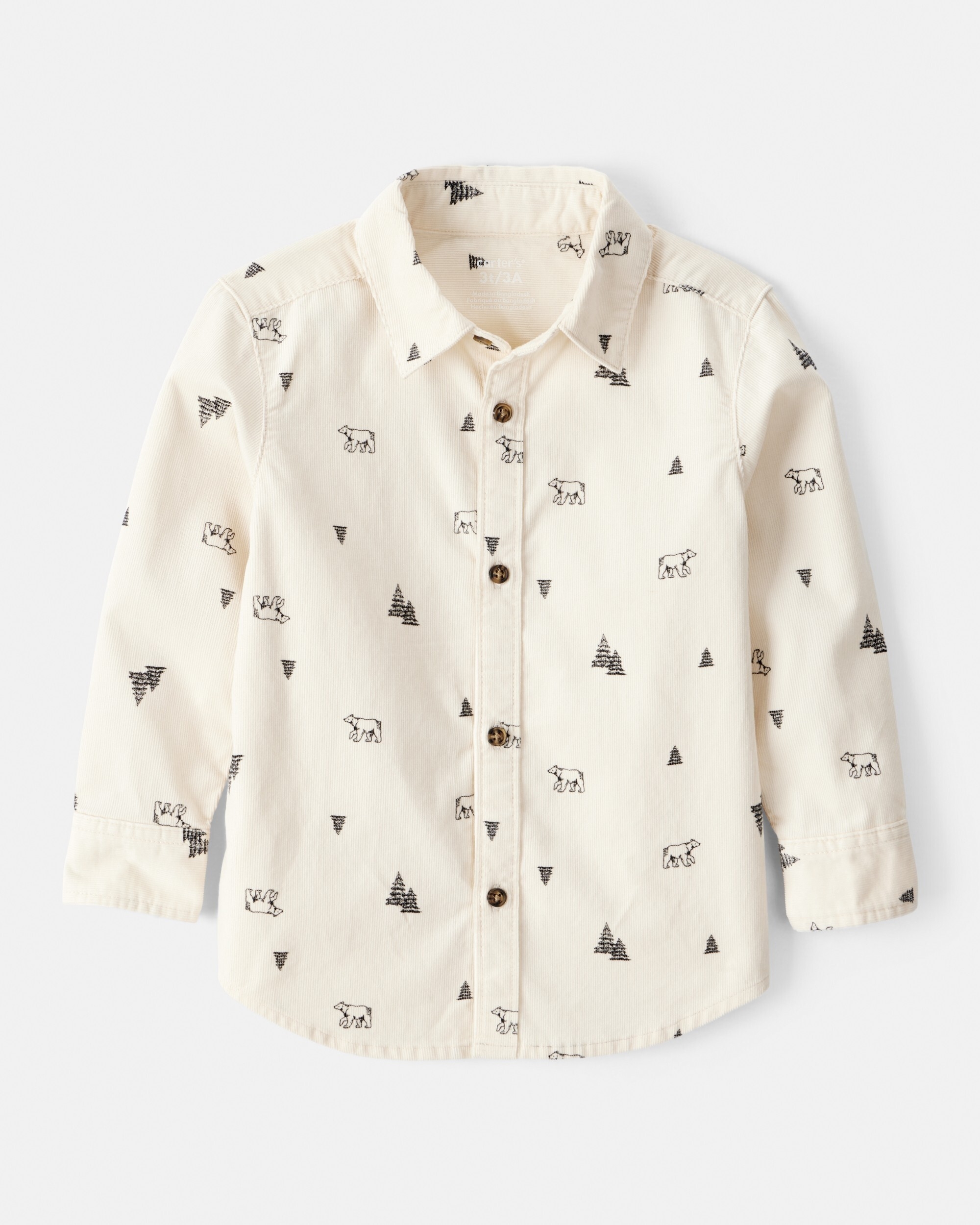 Carter's Toddler Boy Winter Print Corduroy Long-Sleeve Button-Down Shirt, Ivory