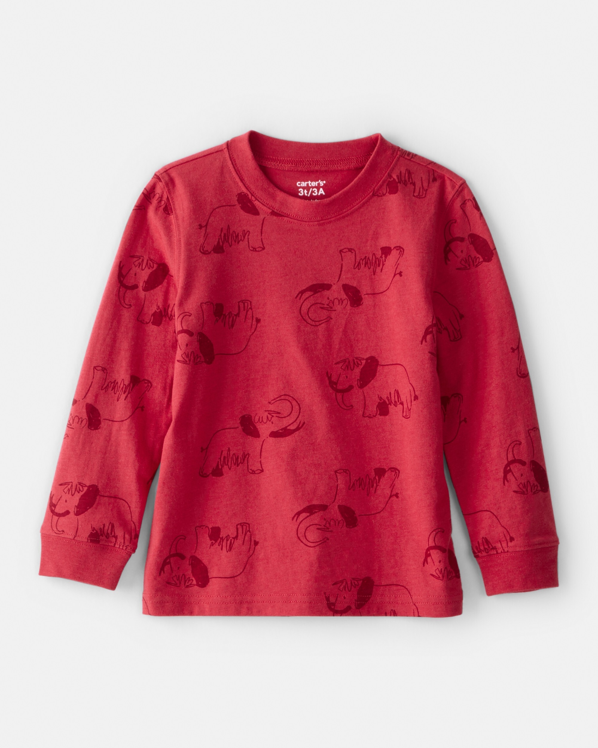 Carter's Toddler Boy Wooly Mammoth Long-Sleeve Graphic Tee, Red