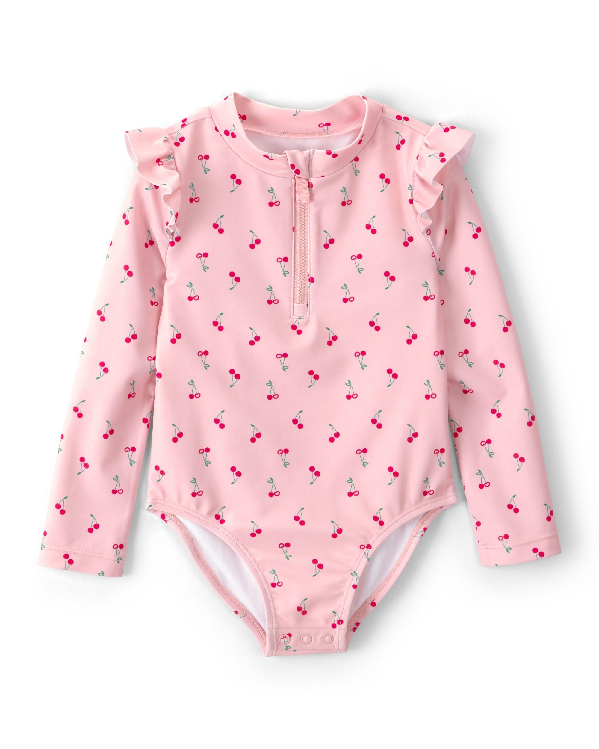 Carter's Toddler Girls Cherry 1 Piece Rashguard Swimwear, Multicolor