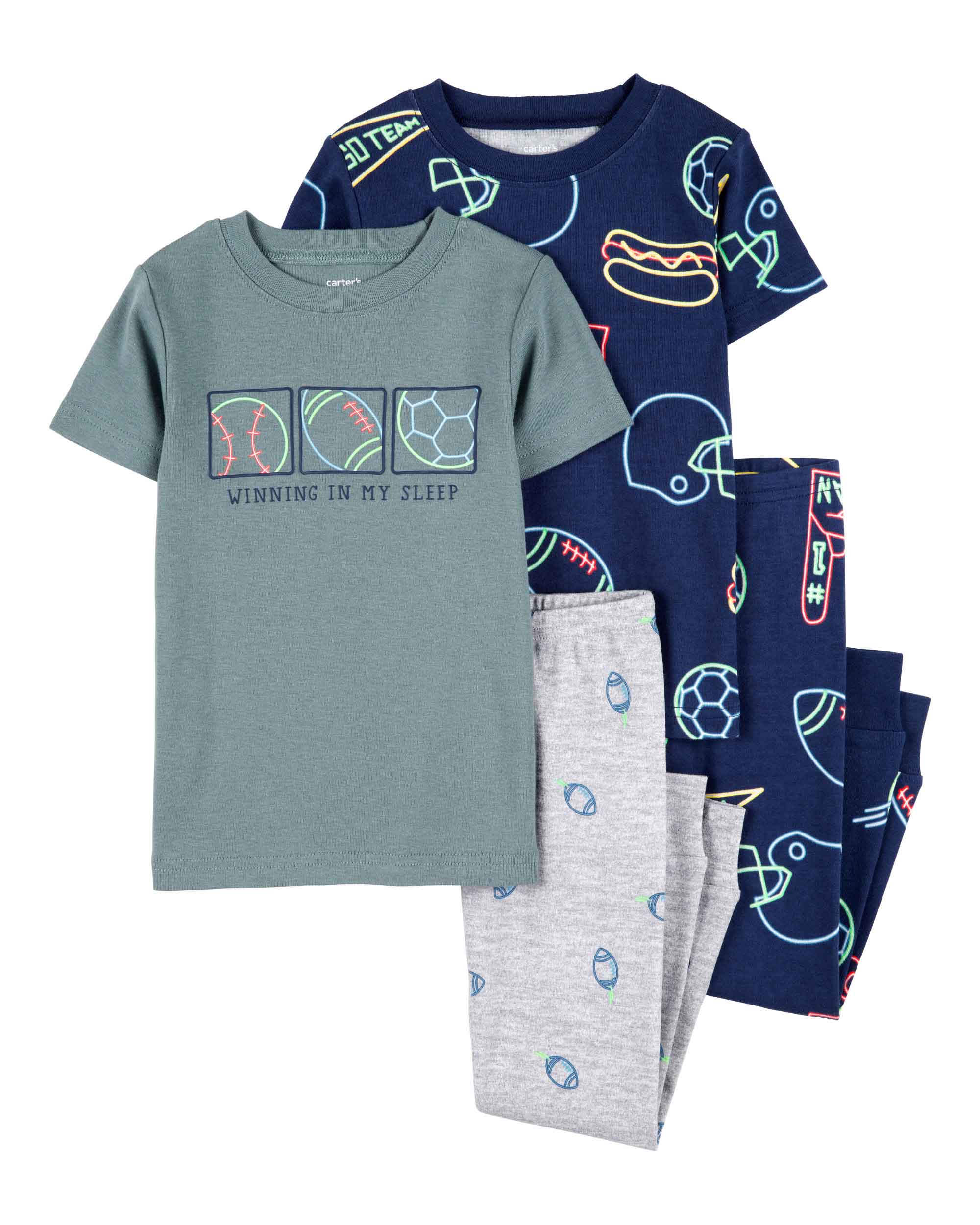 Carter's 4-Piece Sports Print Short-Sleeve Pyjamas Set