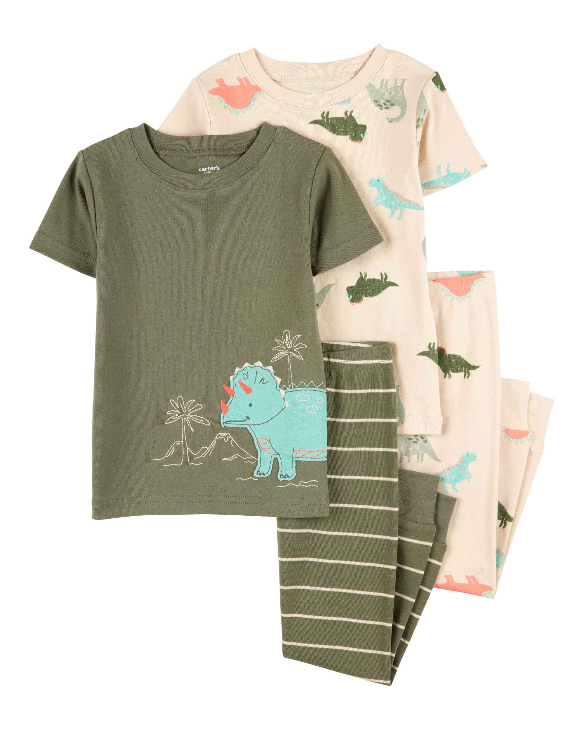 Carter's 4-Piece Dinosaur Print Short-Sleeve Pyjamas Set