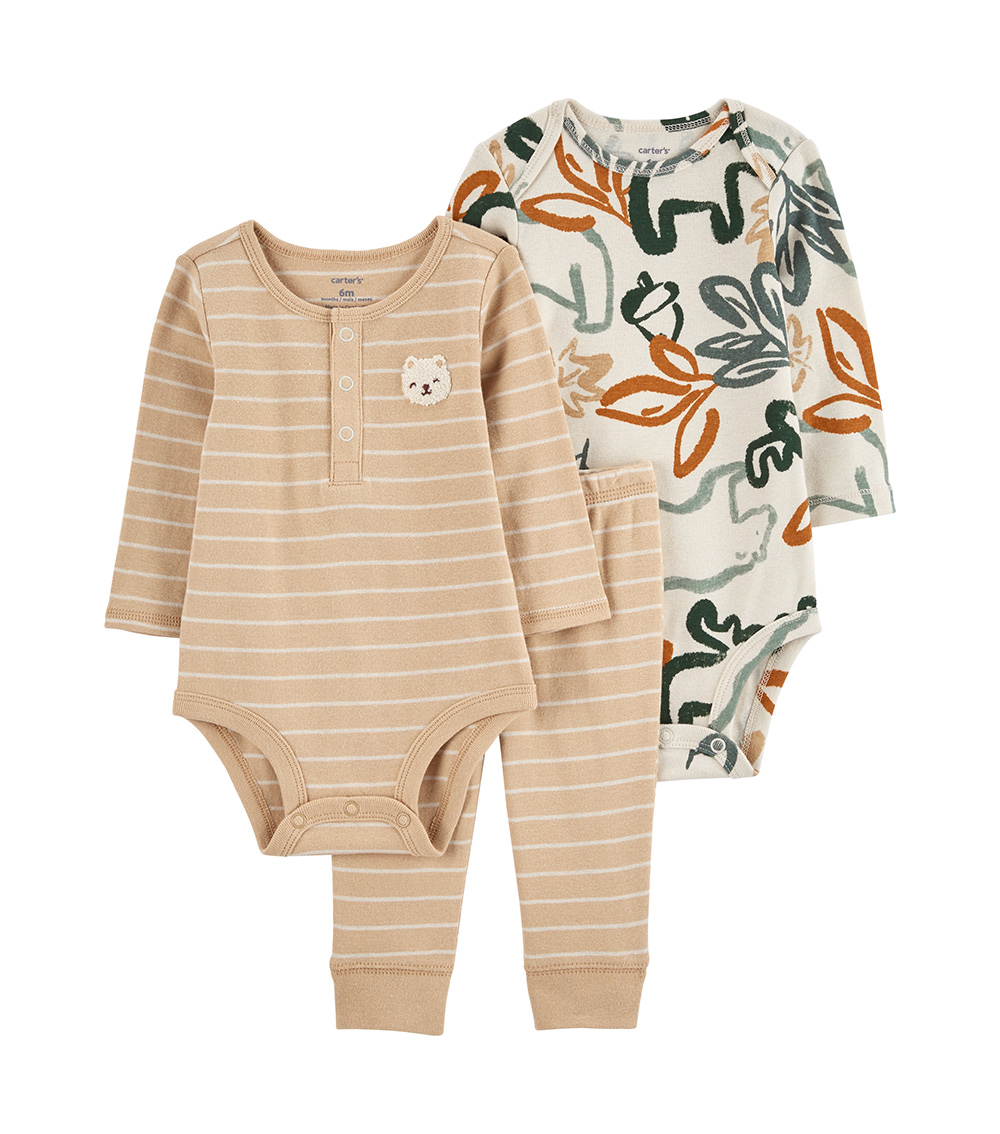 Carter's Long Sleeve Stripe & Nature Print 3-Piece Set