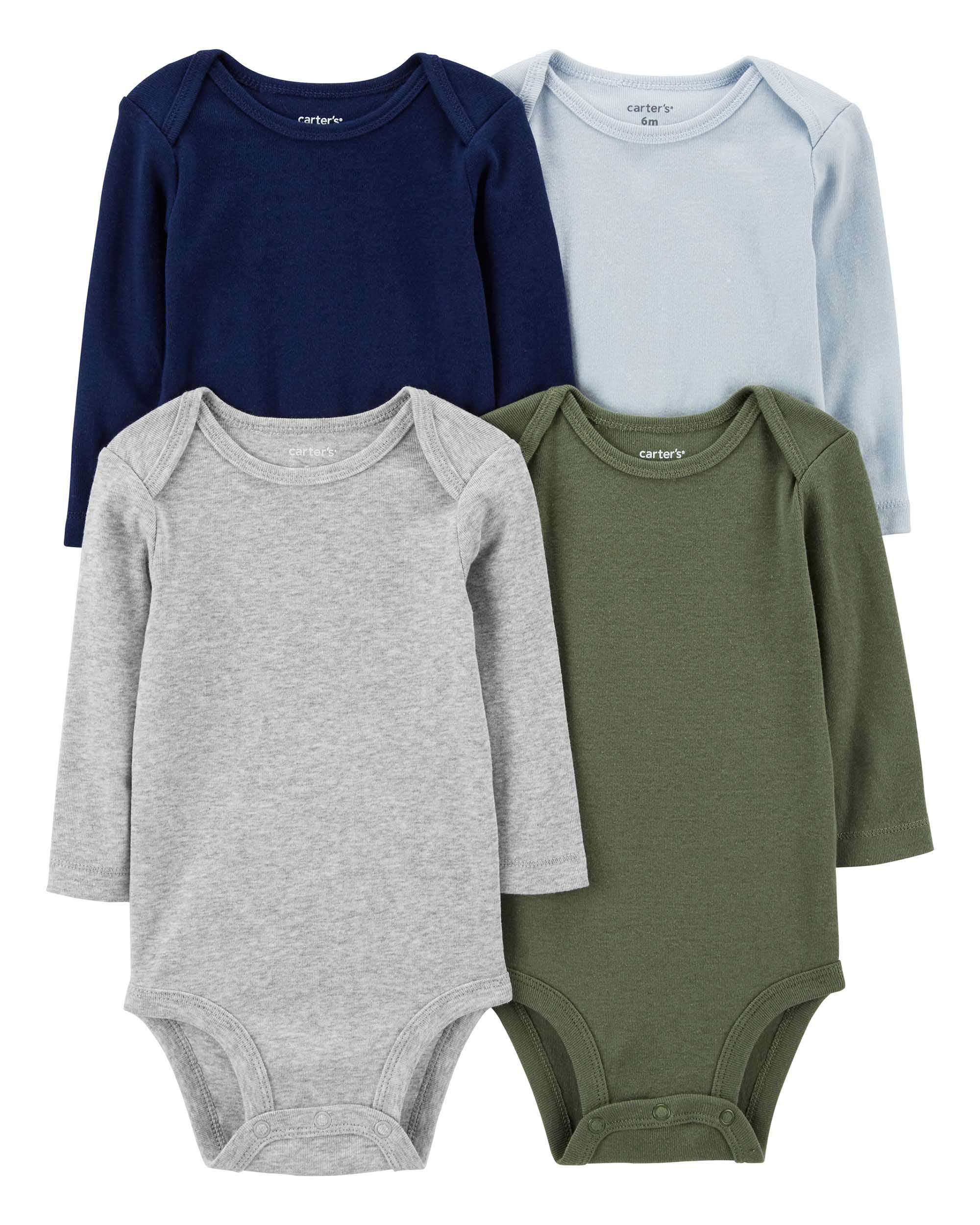 Carter's 4-Pack Long-Sleeve Solid Bodysuits