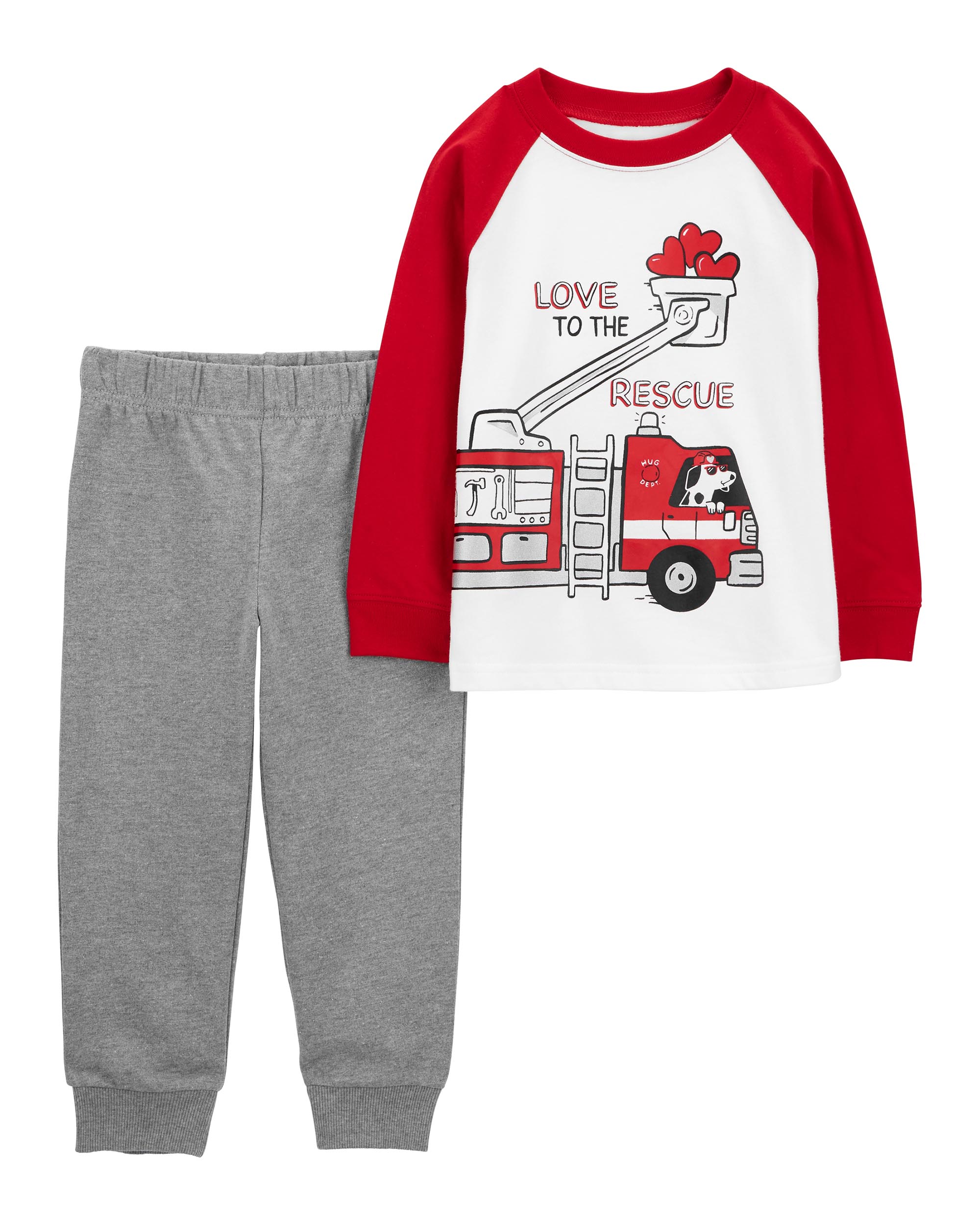 Carter's 2-Piece Valentine's Day Fire Truck Top and Pants Set