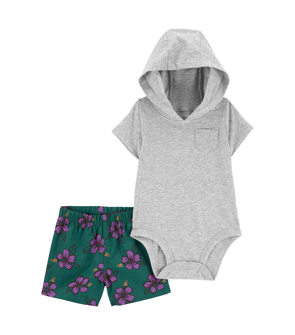 Carter's 2-Piece Hooded Bodysuit and Floral Shorts Set