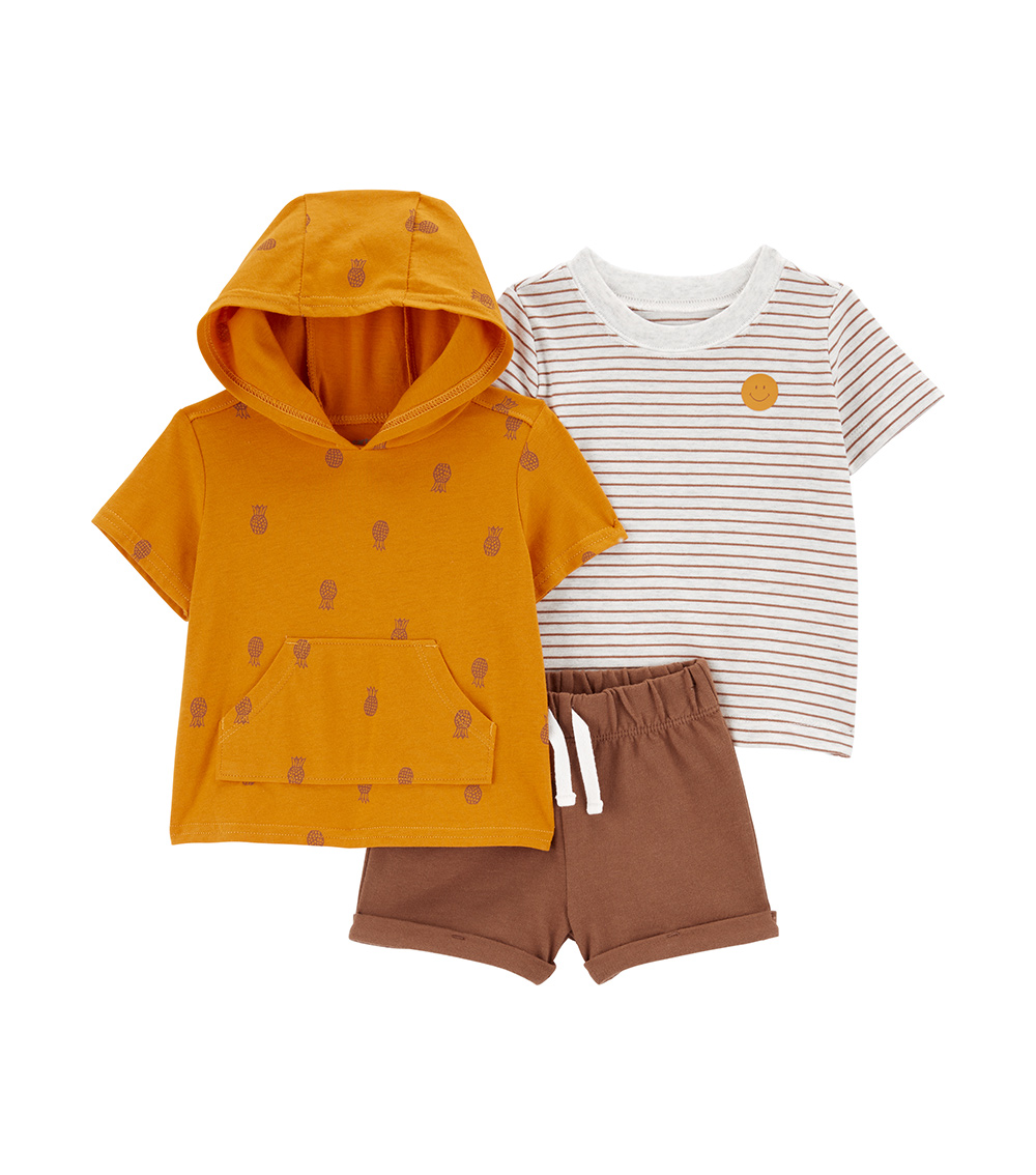 Carter's 3-Piece Pineapple and Striped Tee and Shorts Set