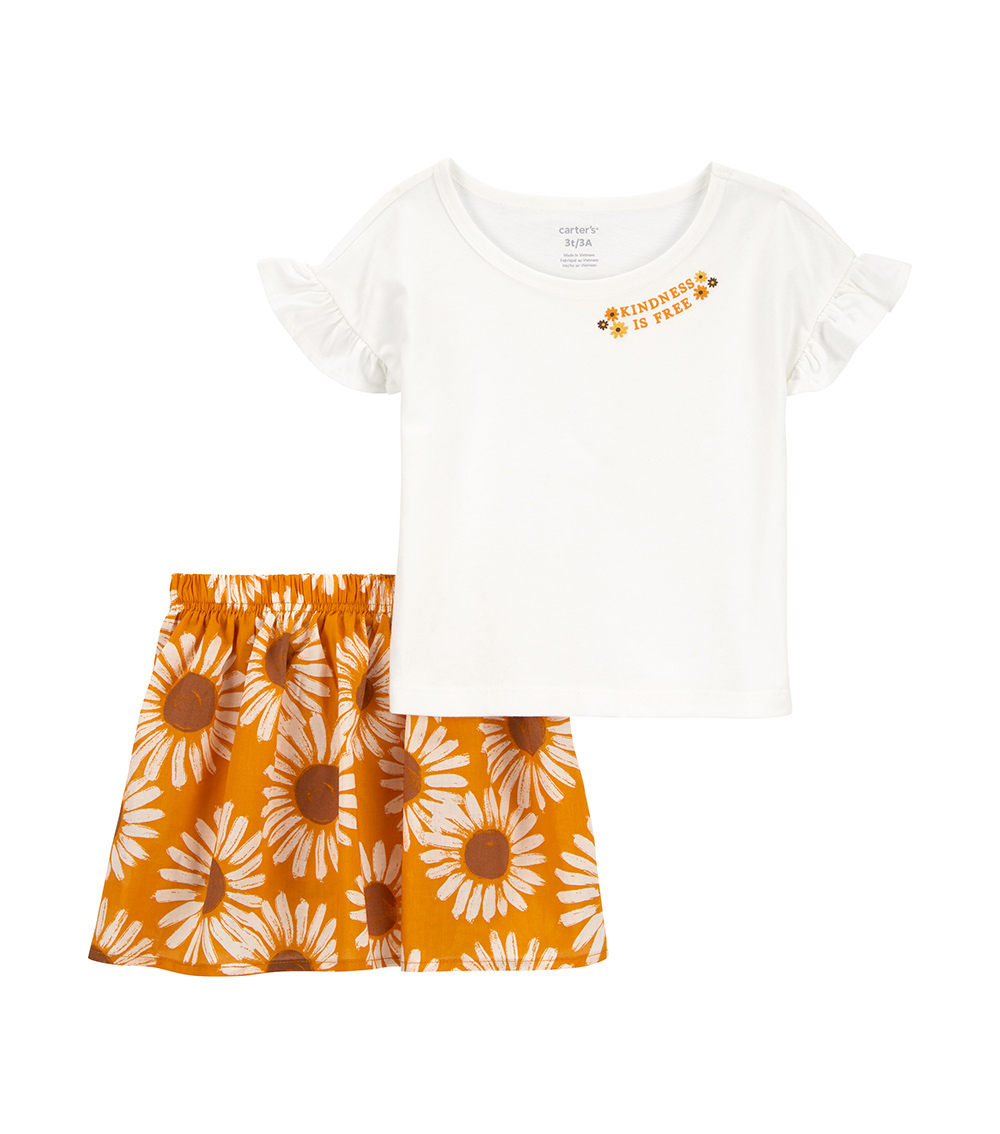 Carter's 2-Piece Sunflower Printed Tee and Skort Set