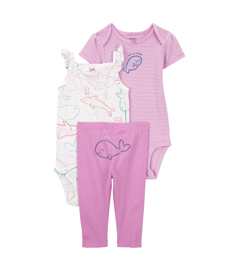 Carter's 3-Piece Whale Printed Little Character Set