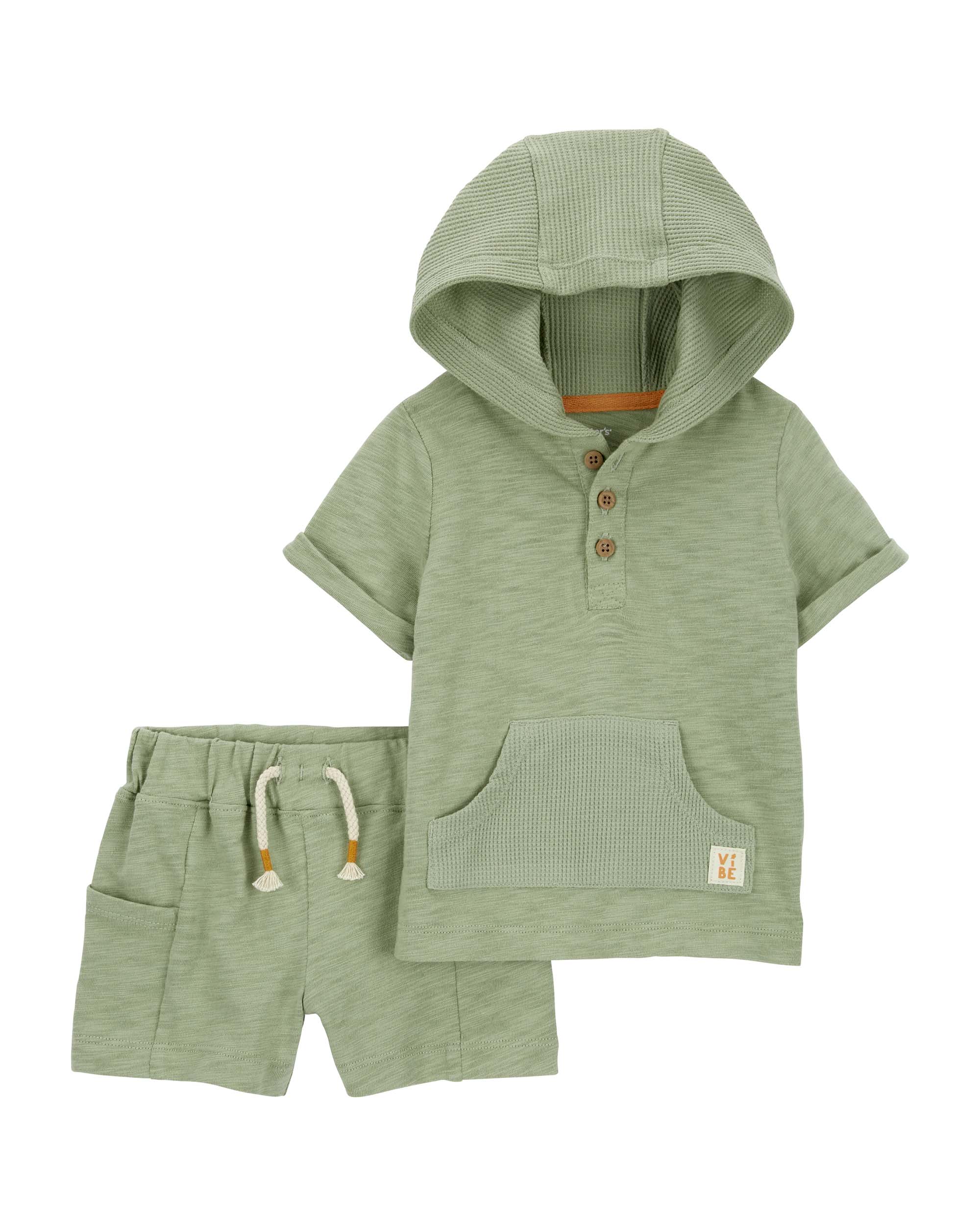 Carter's 2-Piece Hooded T-Shirt & Shorts Set - Green