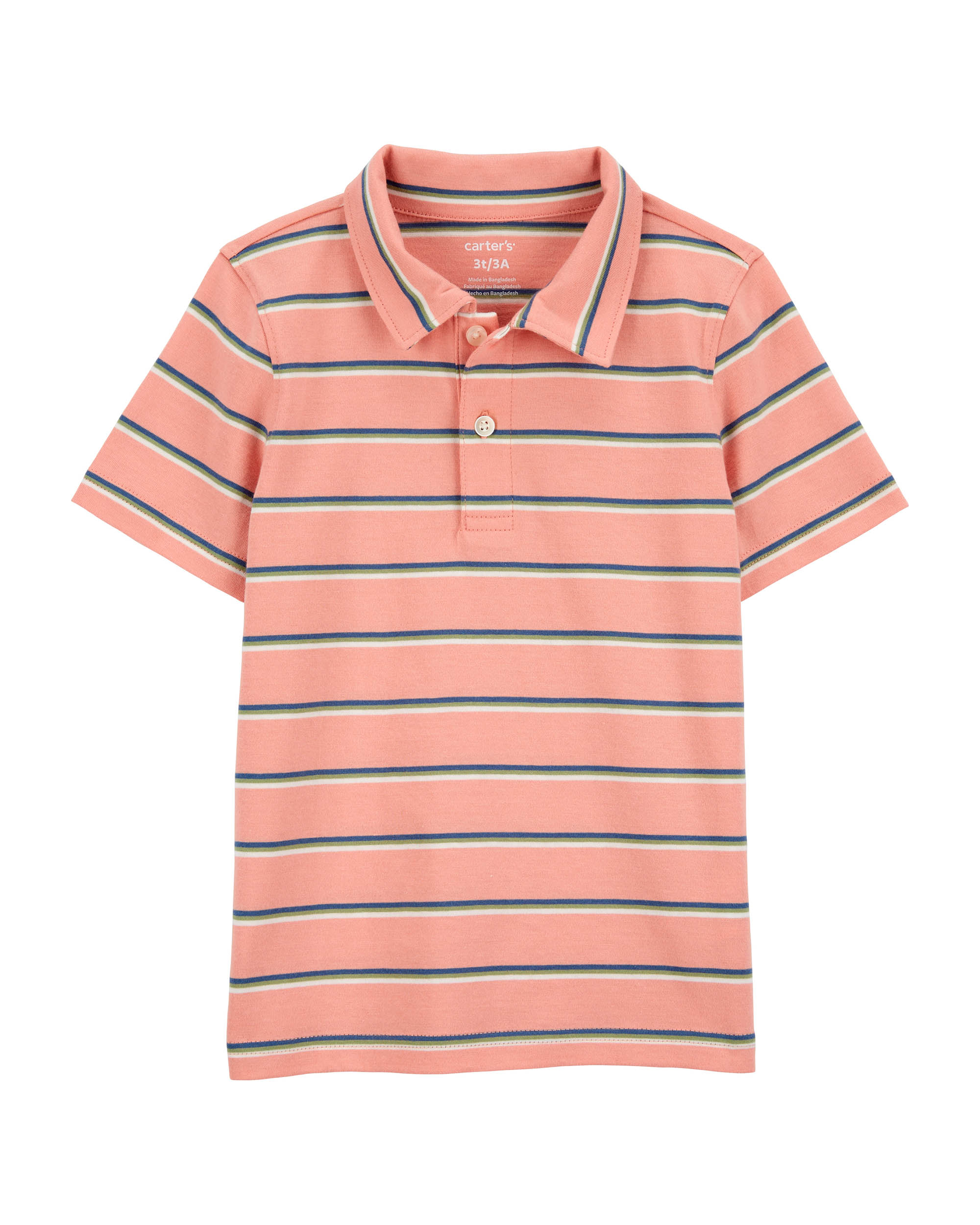 Carter's Stripe Print Polo T-Shirt - Pink