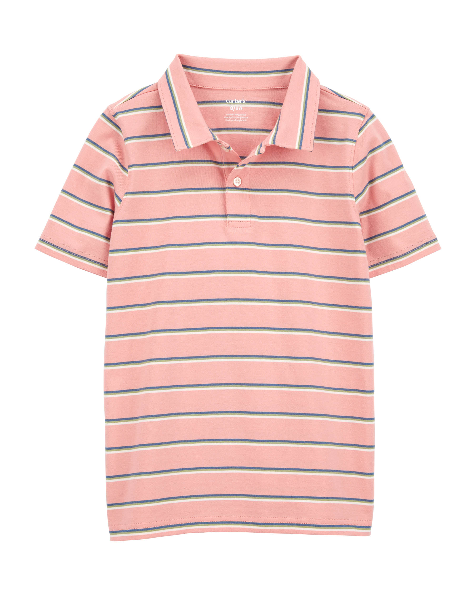Carter's Stripe Print Polo T-Shirt - Pink