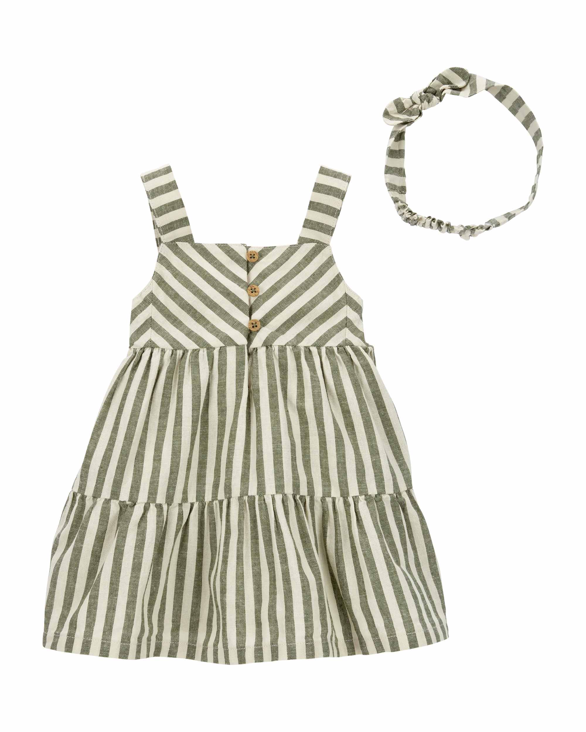 Carter's 3-Piece Striped Dress & Headwrap Set