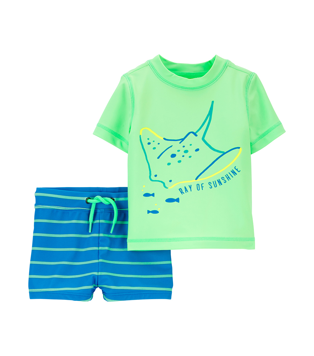 Carter's 2-Piece Striped and Fish Printed Rashguard Set