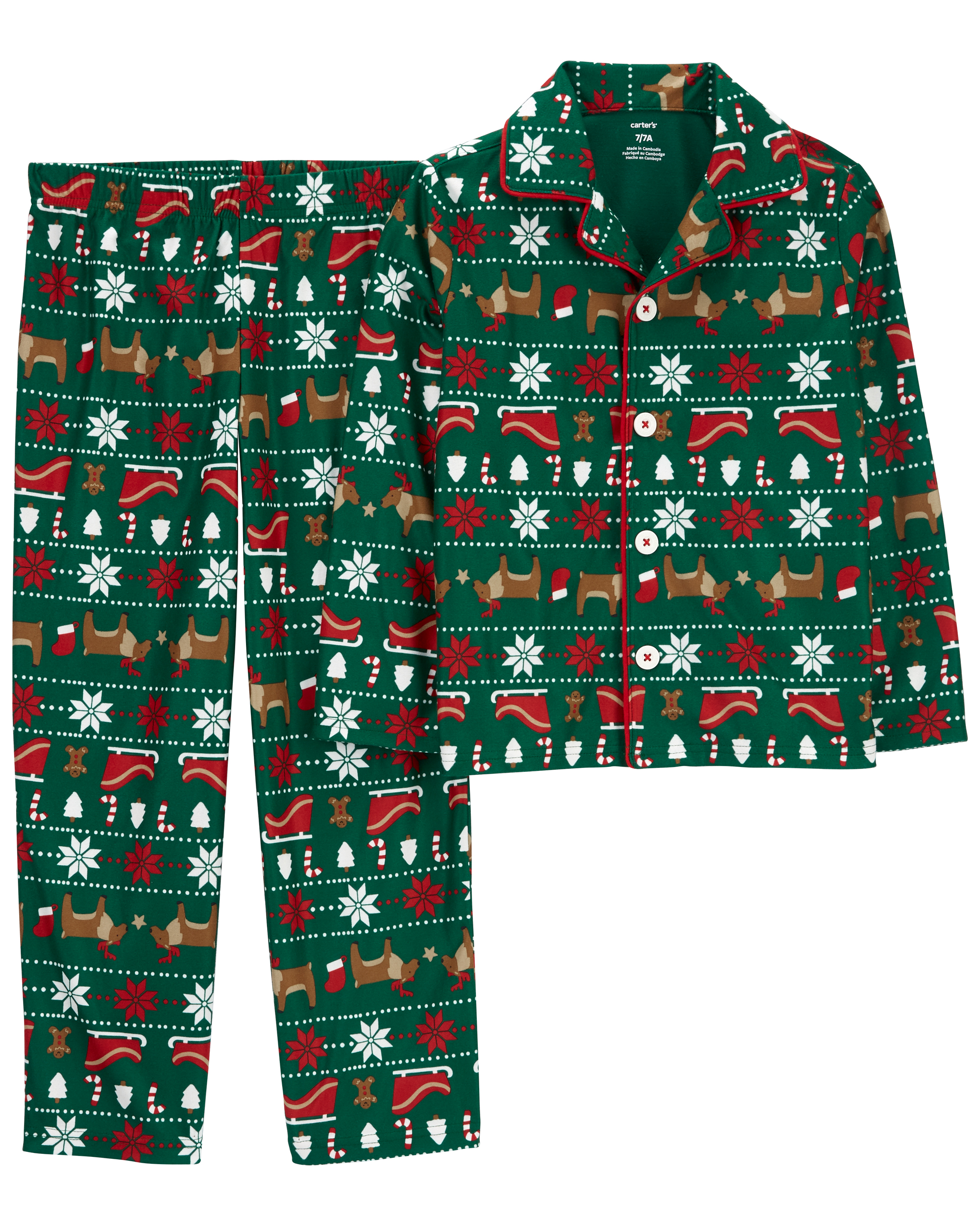 Carter's 2 Piece Fleece Coats Green Fair Isle