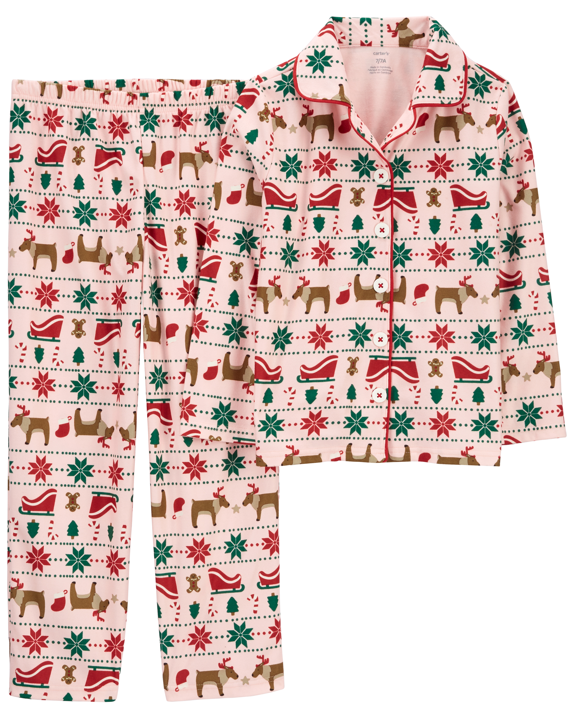 Carter's 2 Piece Fleece Coat Pink Fair Isle