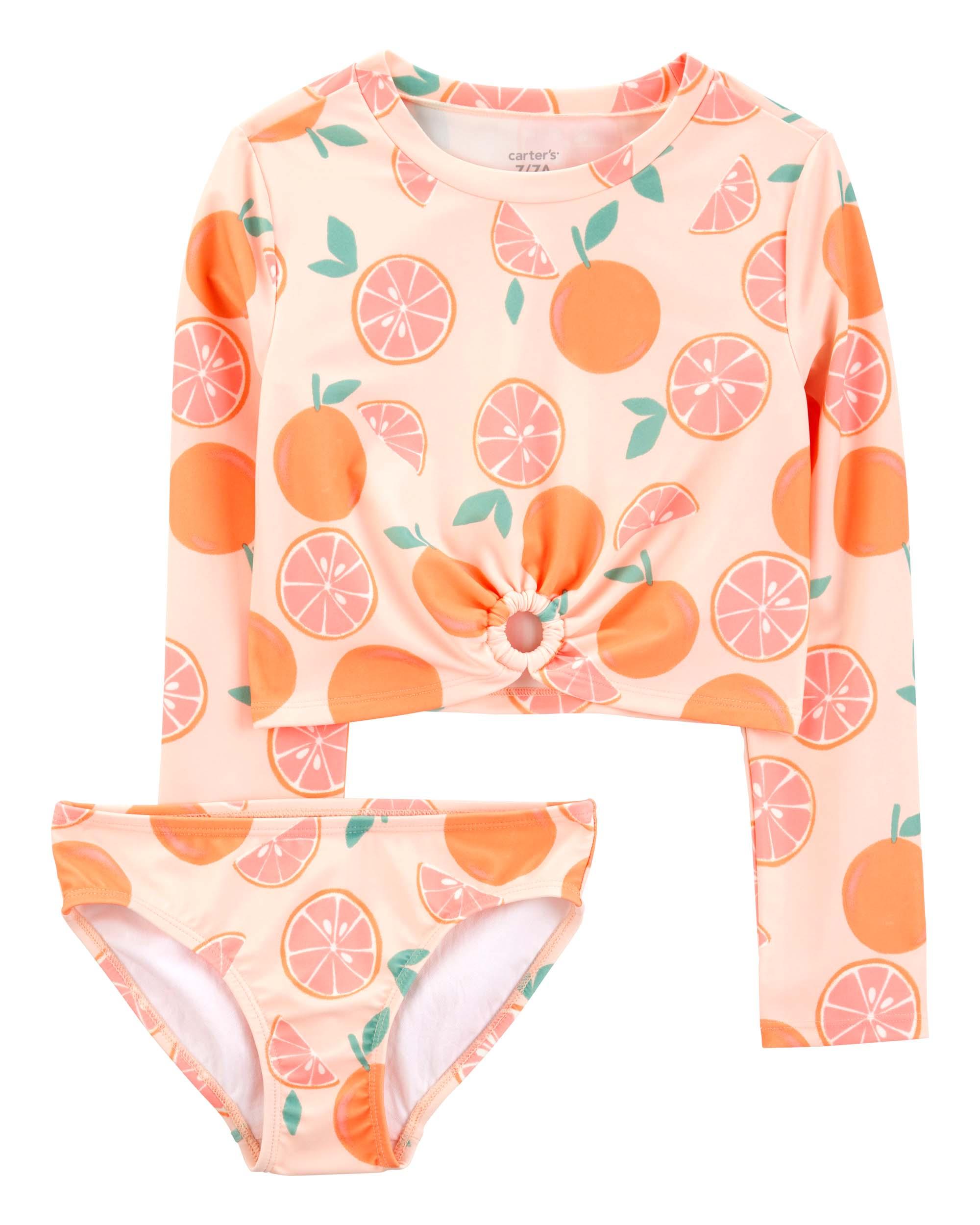 Carter's 2-Piece Orange Print Long-Sleeve Rashguard Set