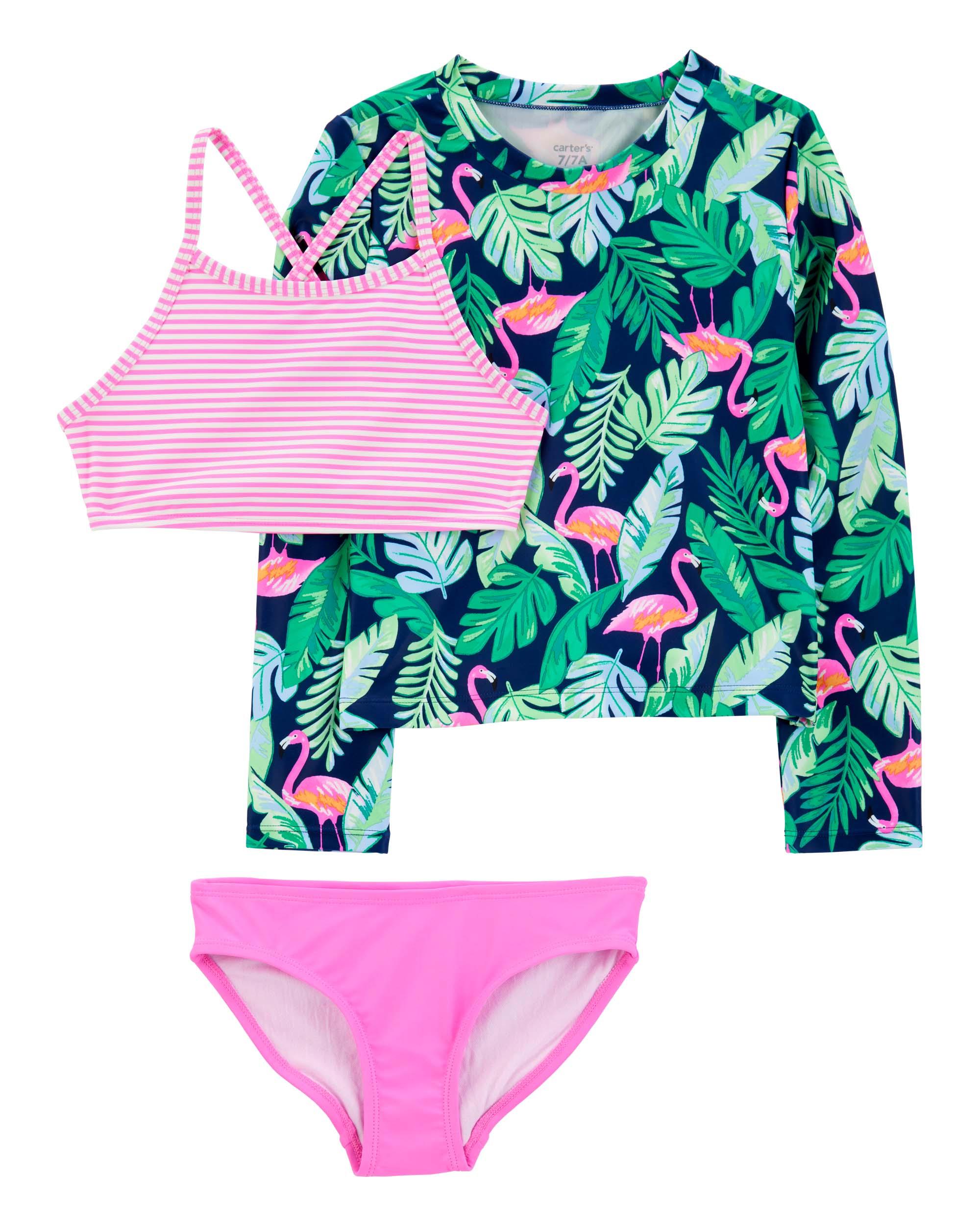 Carter's 3-Piece Striped and Tropical Rashguard Set