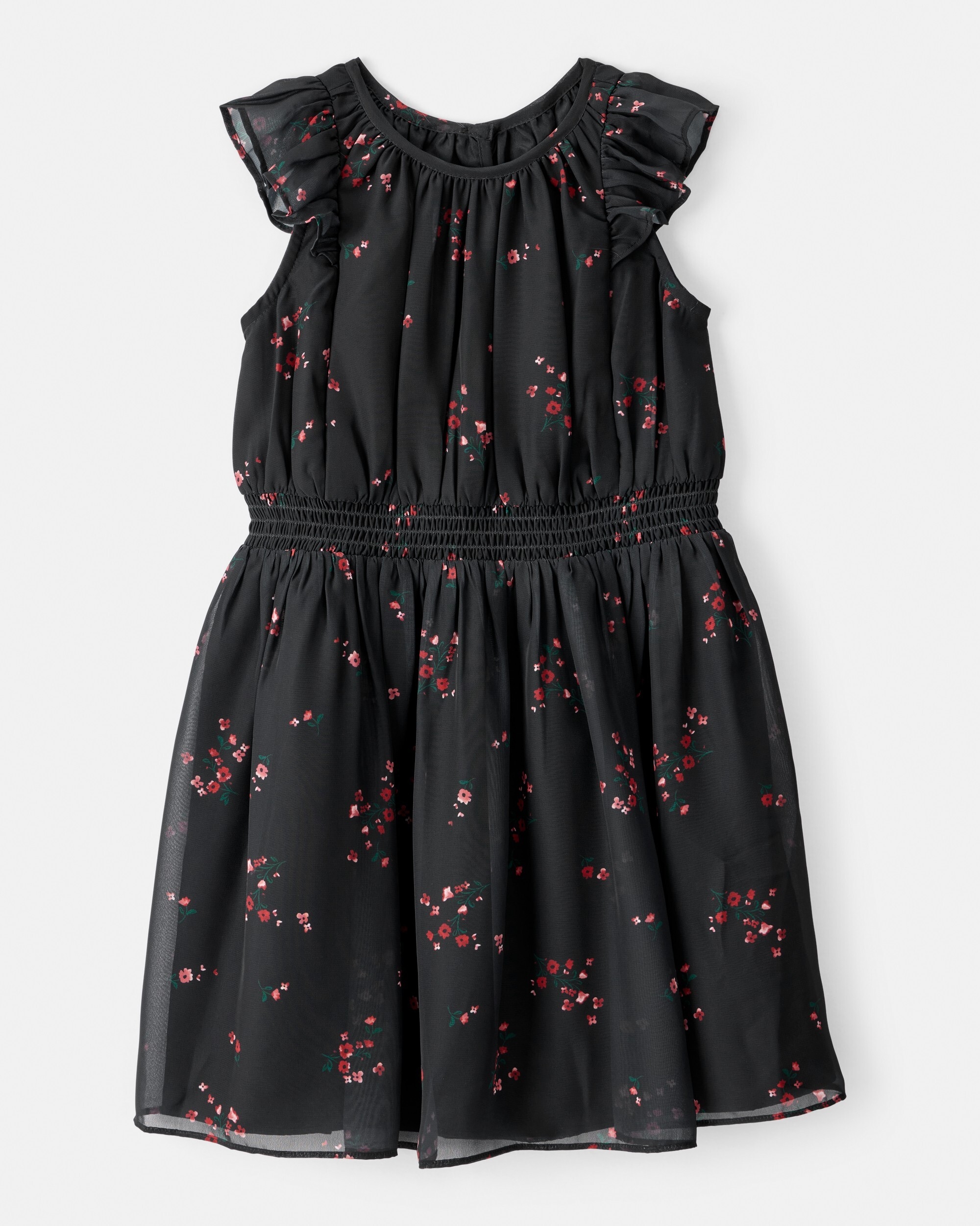Carter's Girls Floral Short-Sleeve Occasion Dress, Black 