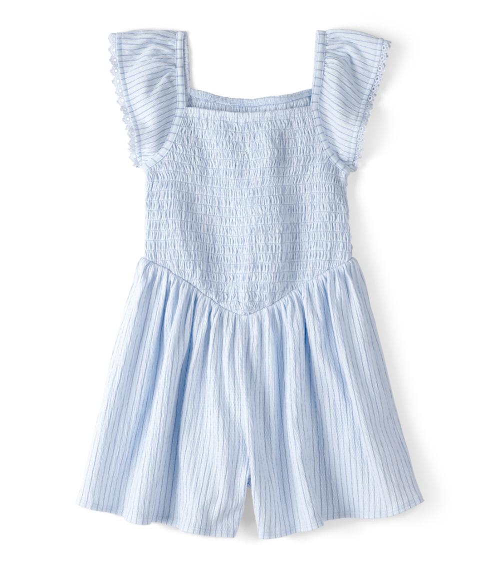 OshKosh B'gosh Toddler Girls Stripe Knit Smocked Jumpsuit, Blue