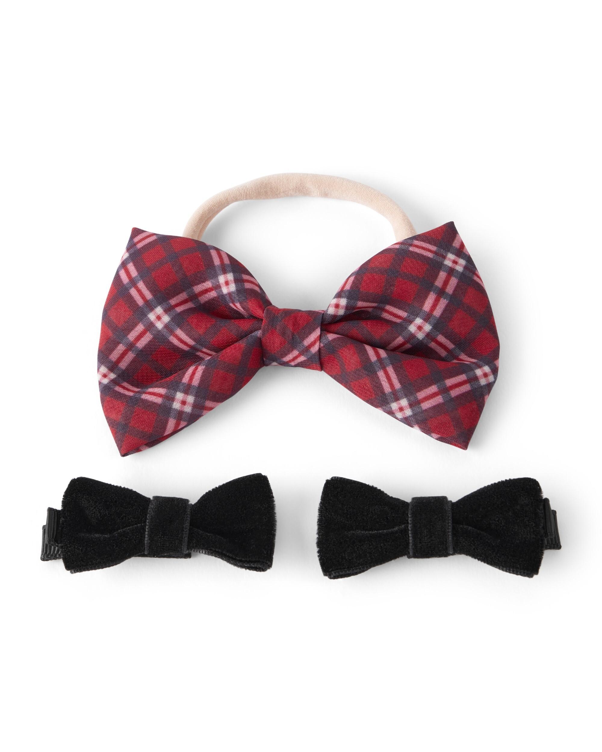 Carter's Baby Girl Plaid Hair Clip Set, Multi - Pack of 3