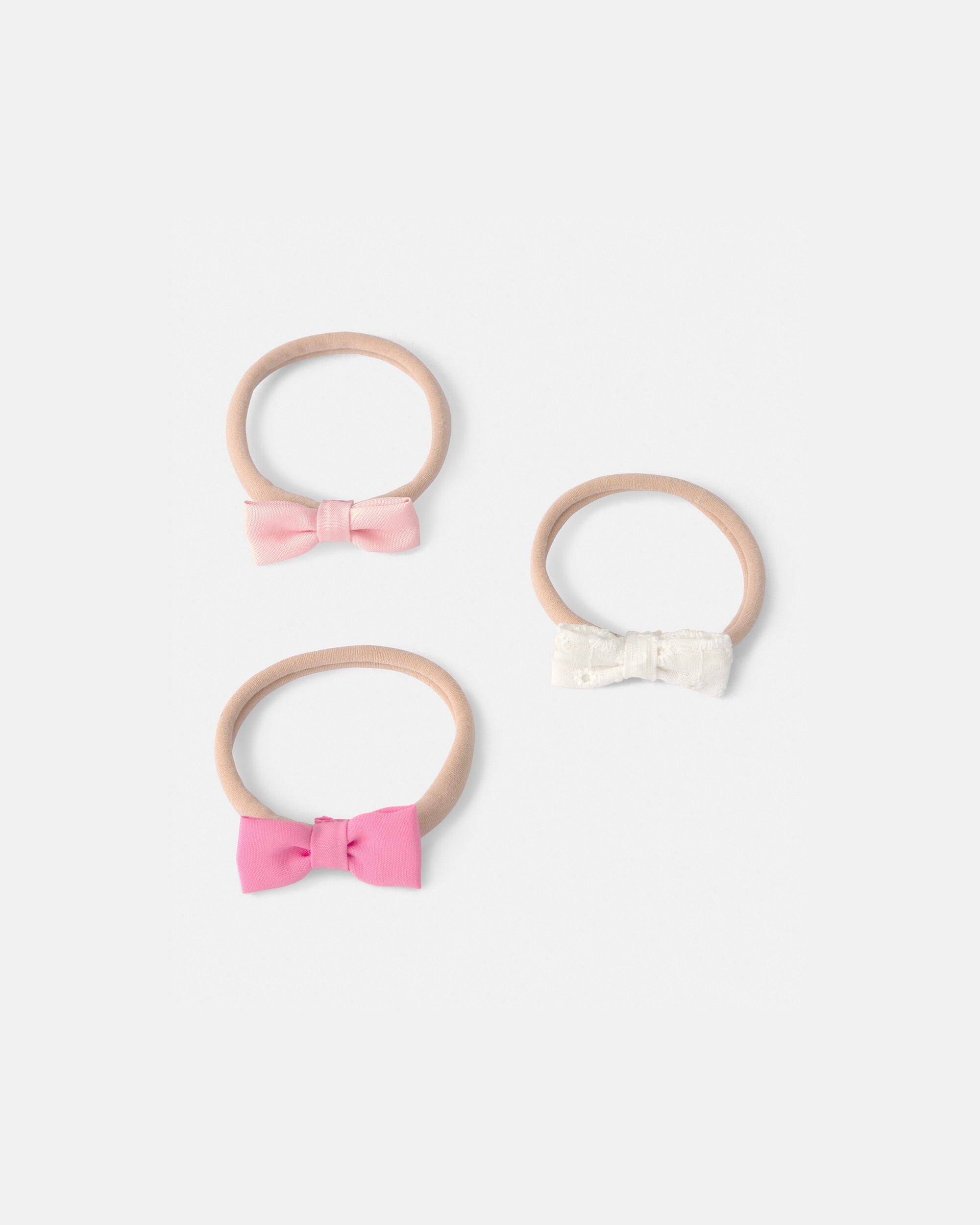 Carter's Baby Girls 3 Pack Bow Headwraps, Multicolor