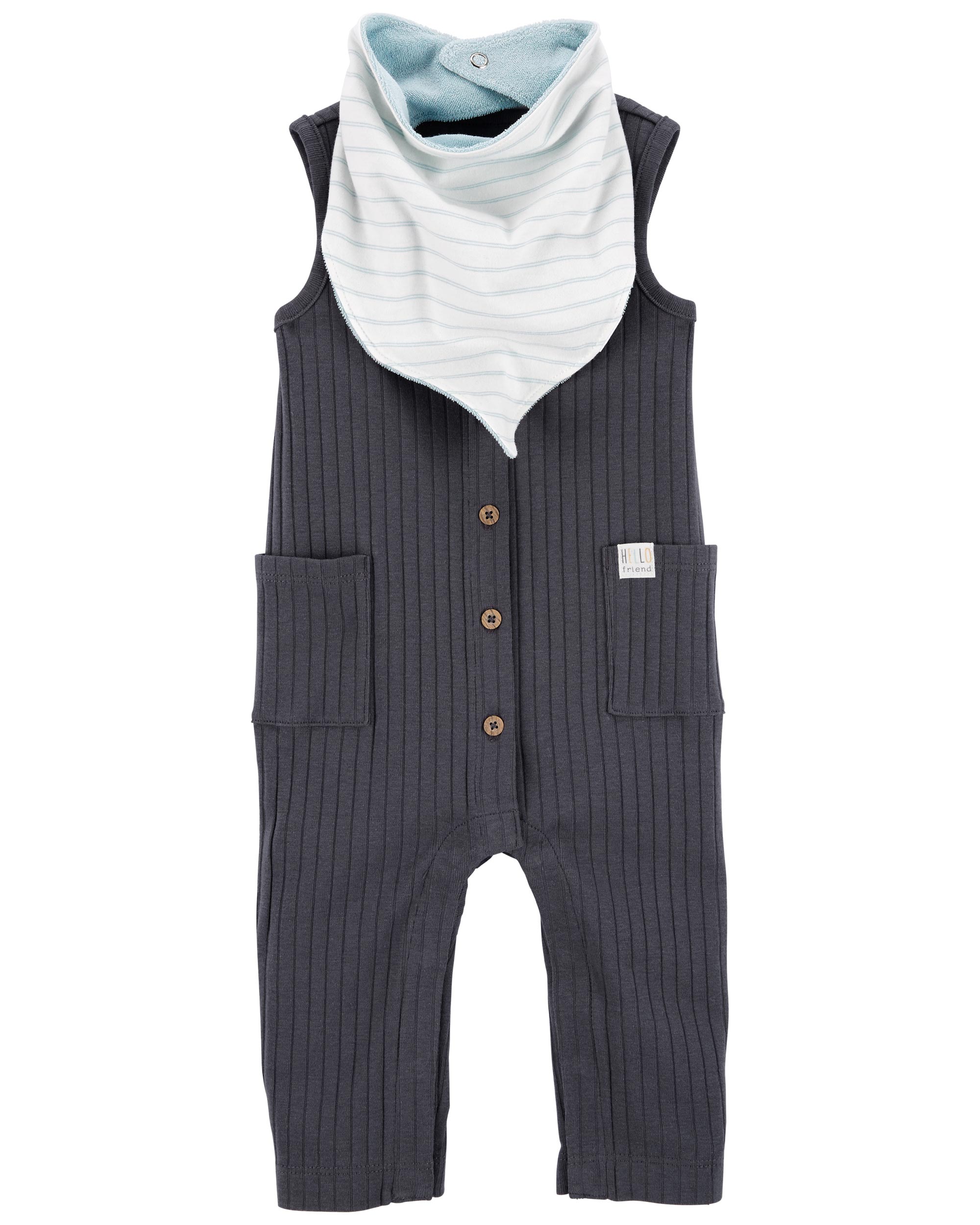 Carter's 2-Piece Jumpsuit & Bandana Bib Set